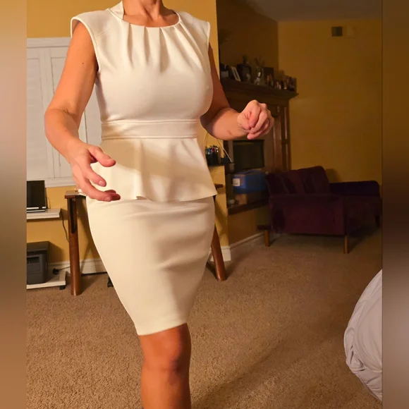 Womens size 6 sense white fitted Sleeveless dress - Picture 13 of 14